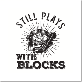 still plays with blocks vintage retro racing cars funny mechanic Posters and Art